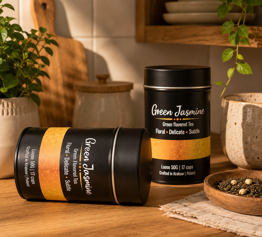 Zielona herbata jaśminowa Leo Tea w metalowej puszce 50g